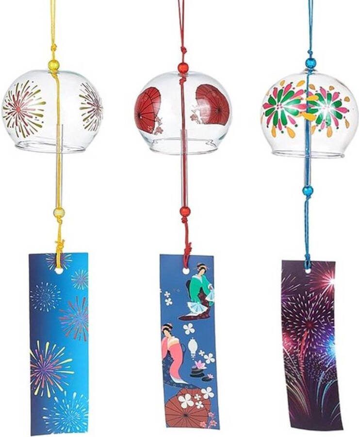 PolkaHome Japanse Windgong Fairworks Wind Klokken Rood Geel Kleurrijke Handgemaakte Glazen Hangers Festival Gift Tuin Raam Outdoor Home Decors