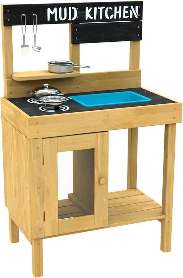 PolkaHome Junior Houten Keuken FSC met Accessoires Outdoor Messy Sensory Modder Water Play voor Kinderen vanaf 3 jaar speelkeuken