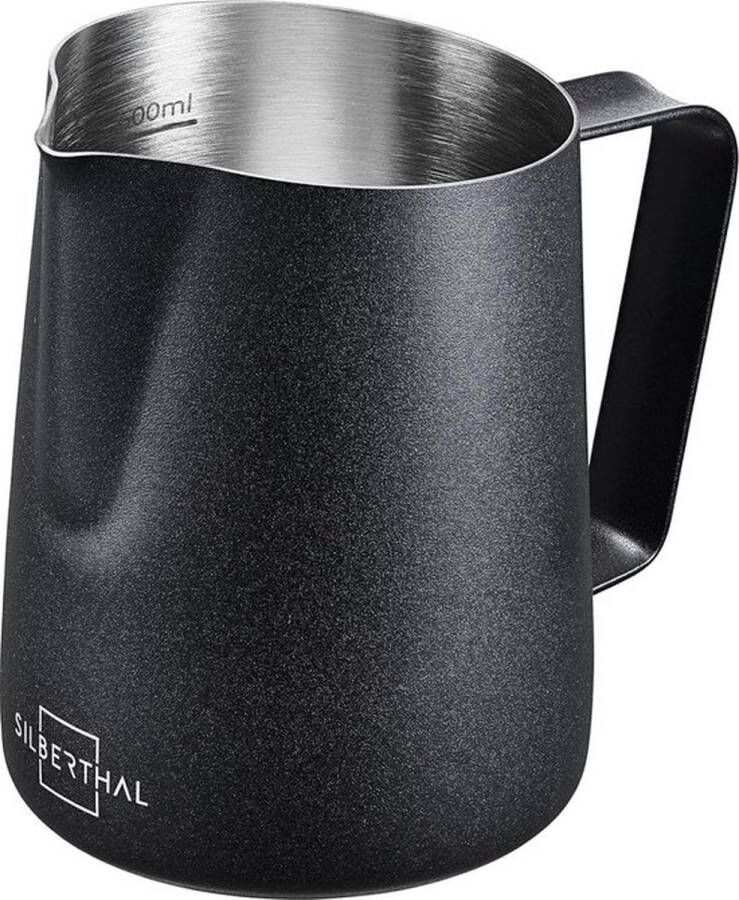 PolkaHome Melkkannetje roestvrij staal 500 ml zwart professionele barista accessoires met latte Art tuit