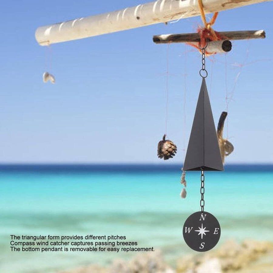 PolkaHome Memorial Windgong North Country Iron Triangle Wind Bell Chimes Met Kompas Buiten Decor Muurornament Voor Huis Veranda Patio Tuin