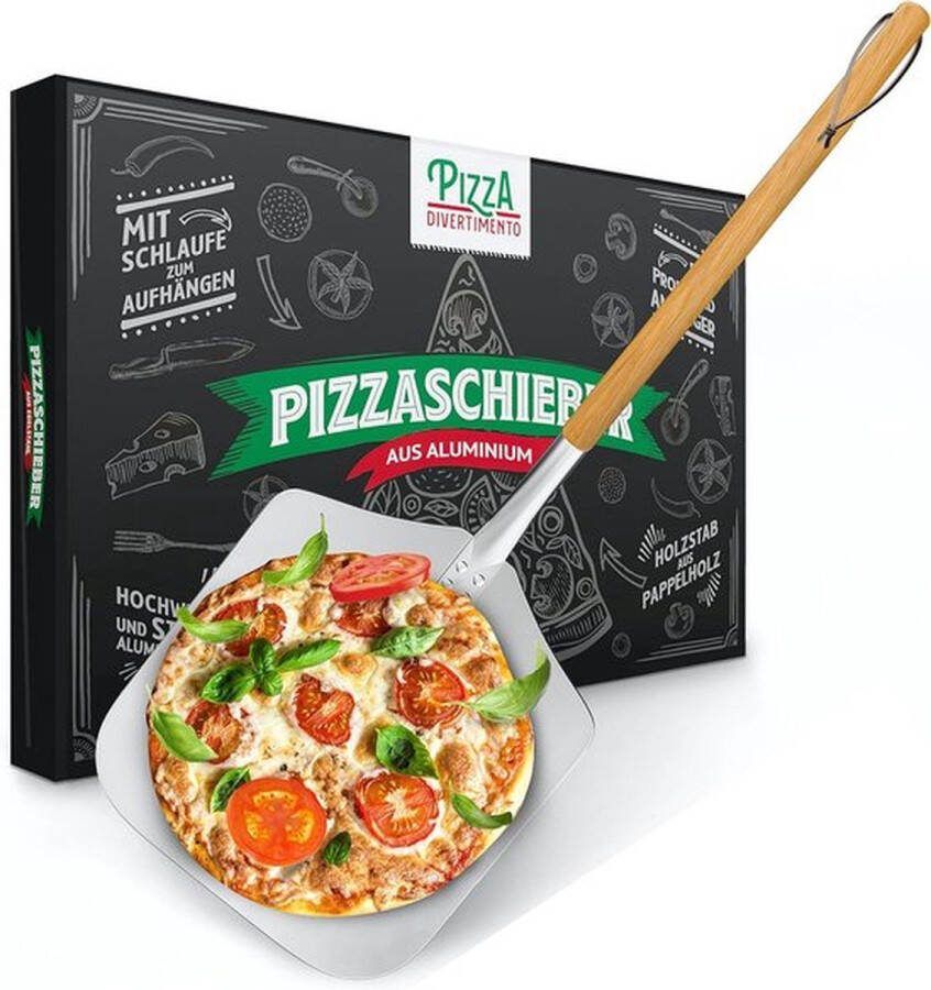 PolkaHome pizzaschep Roestvrij aluminium pizzaschep [83 cm] Praktisch en stevig schroefdraad Pizzaschep met afgeronde hoeken Voor pizza oven en bbq
