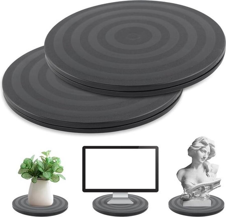 PolkaHome 2 stuks universele draaischijf 20 cm draaibaar universeel draaiplateau 360 graden draaiplateau multifunctionele draaibare platform voor laptops monitors tv-luidsprekers handwerk planten