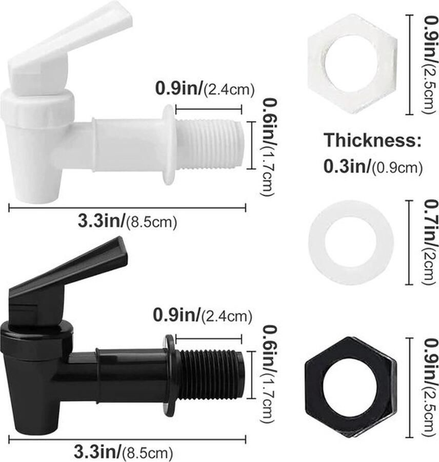 PolkaHome 4 stuks kunststof drankdispensers tapkraan waterdispenser reservekraan geschikt voor koude en warme dranken voor biervat glas koffie sap drinkfontein