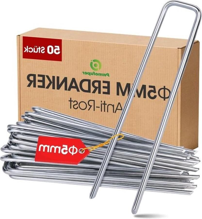 PolkaHome 5 mm grondankers 50 stuks roestharingen voor harde vloeren grondankers voor beveiligingstenten 200 mm lang 30 mm breed