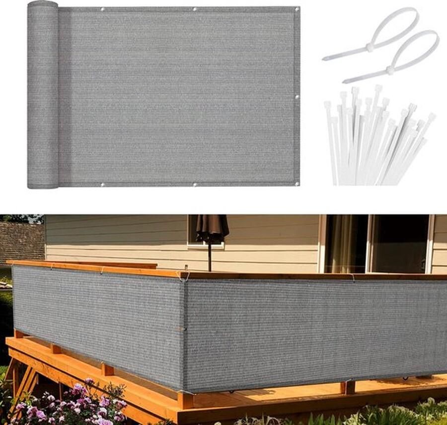 PolkaHome Balkonscherm inkijkbescherming balkonafdekking 90 x 600 cm windbescherming licht transparant ondoorzichtig balkonbekleding HDPE wind- en
