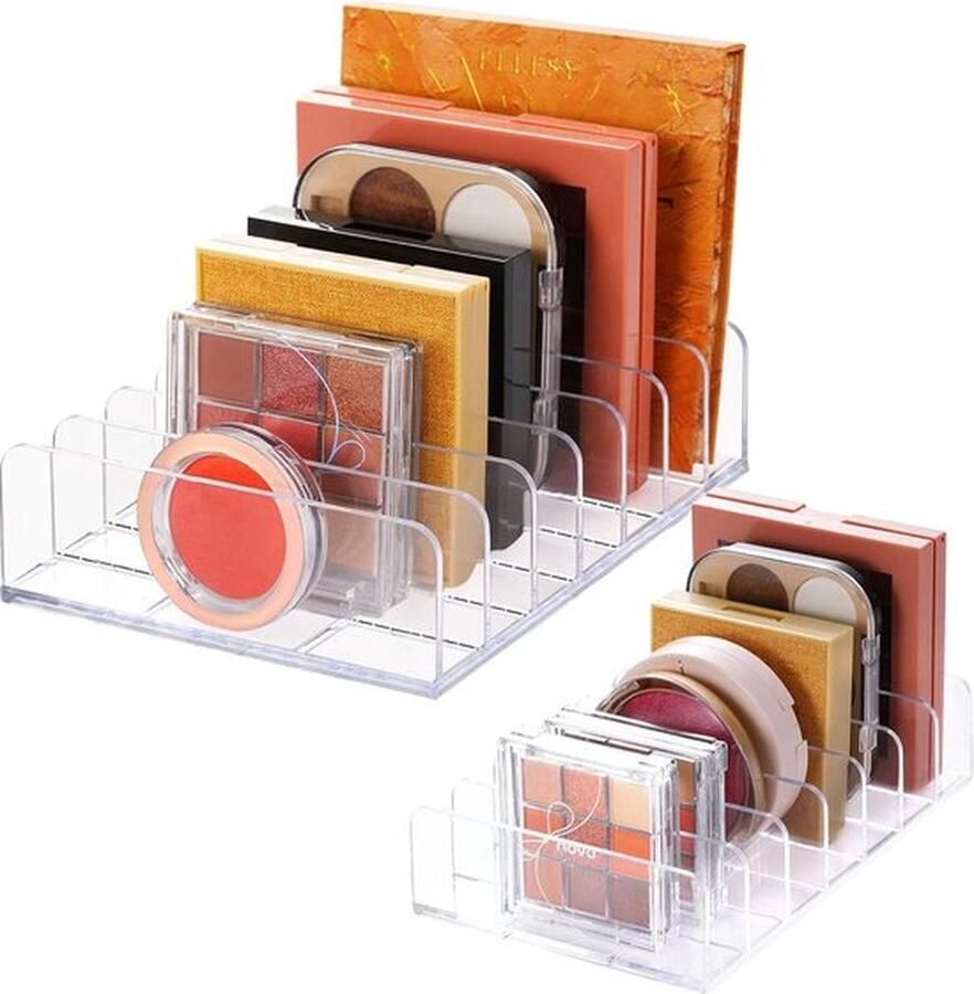 PolkaHome cosmetica 2 stuks make-up-organizer poederpalet acryl organizer make-uphouder voor rouge make-uptafel accessoires oogschaduw opbergen transparant