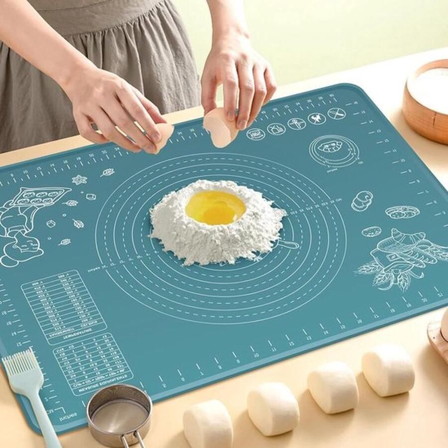 PolkaHome Extra dikke antiaanbakmat 28 x 20 inch Rollend deeg Antislip Kneedmat Deegmat met randverhoging