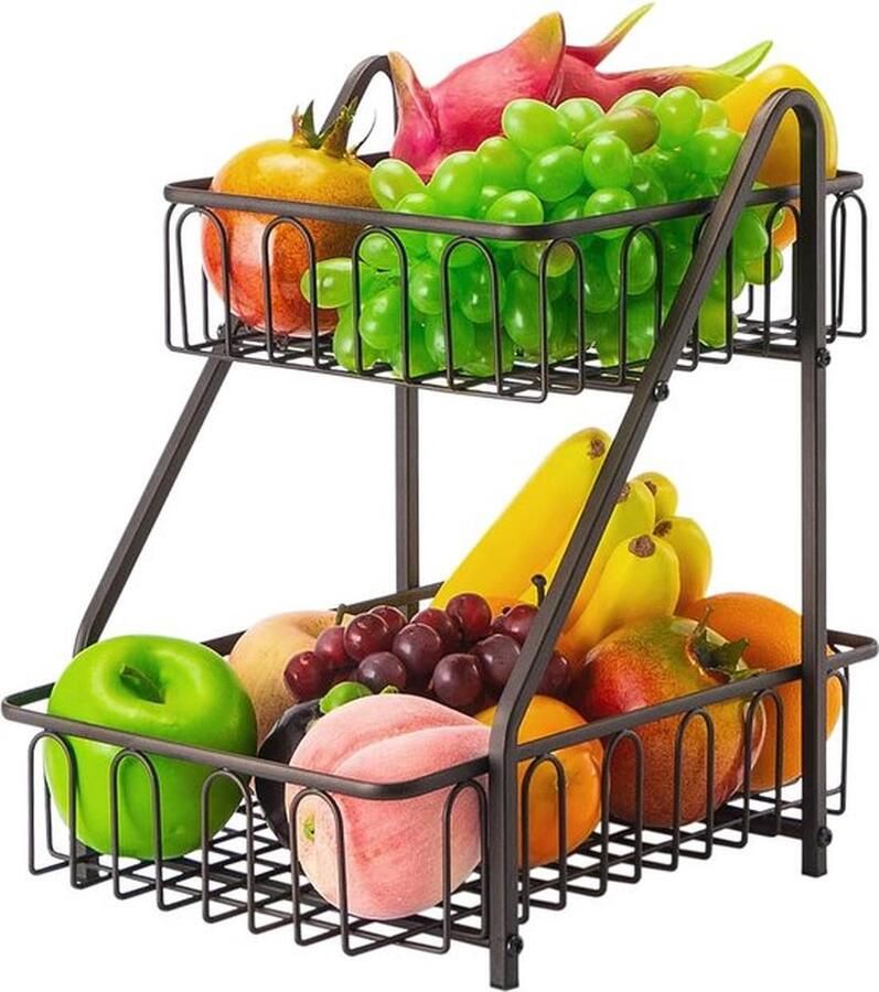 PolkaHome Fruitmand 2 dieren fruitschaal broodmand groenteframe voor fruit groenten snacks thuis keuken opslag brons
