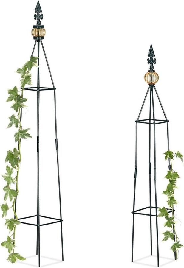 PolkaHome Rankhulp set van 2 vrijstaand weerbestendig 995 cm & 81 cm voor perkjes klimplanten donkergroen klimplantgeleider