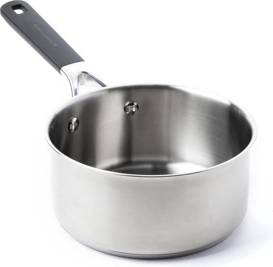 PolkaHome Roestvrijstalen 3-lagige 18 cm-21 Liter steelpan Inductie Ovenbestendig Stay-Cool handvat Zilver
