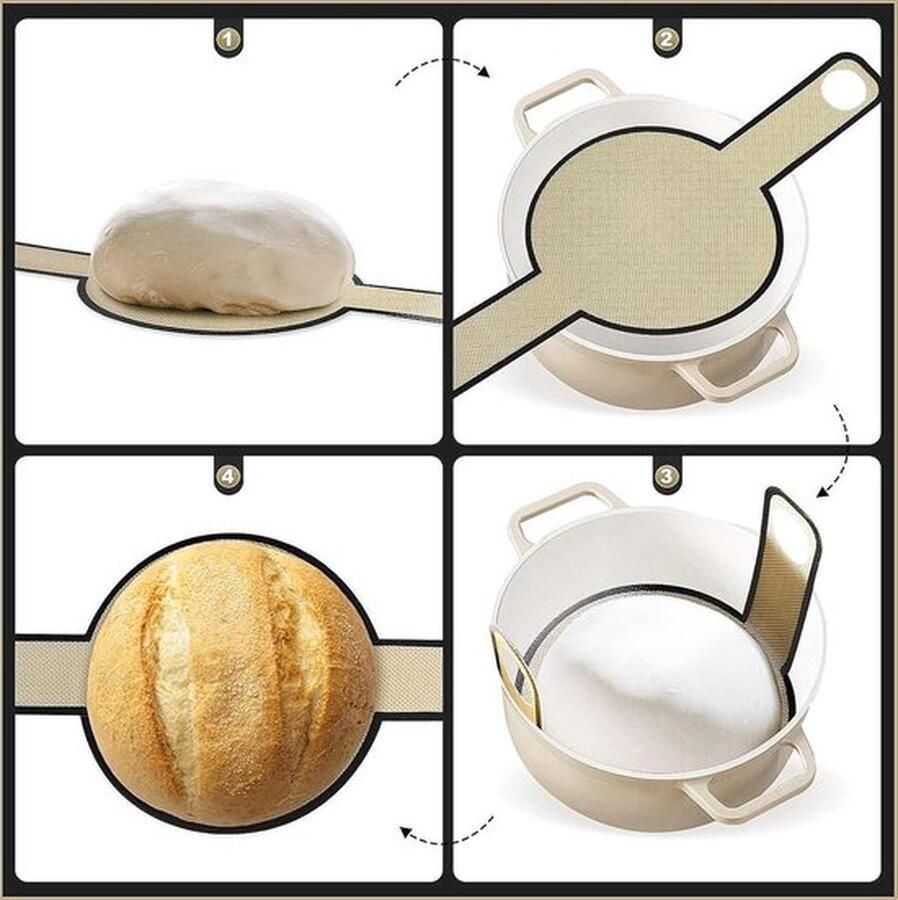 PolkaHome Siliconen bakmat met lange handgrepen voor Dutch Oven Herbruikbare druppels bakmat Ovenaccessoires