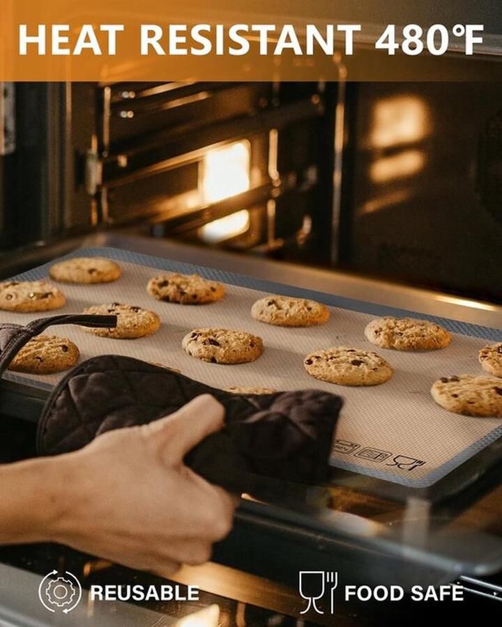 PolkaHome Siliconen bakmat voor oven 5 stuks herbruikbaar bakpapier anti-aanbaklaag geschikt voor levensmiddelen microgeperforeerde bakmat koekjes macarons gebak grijs