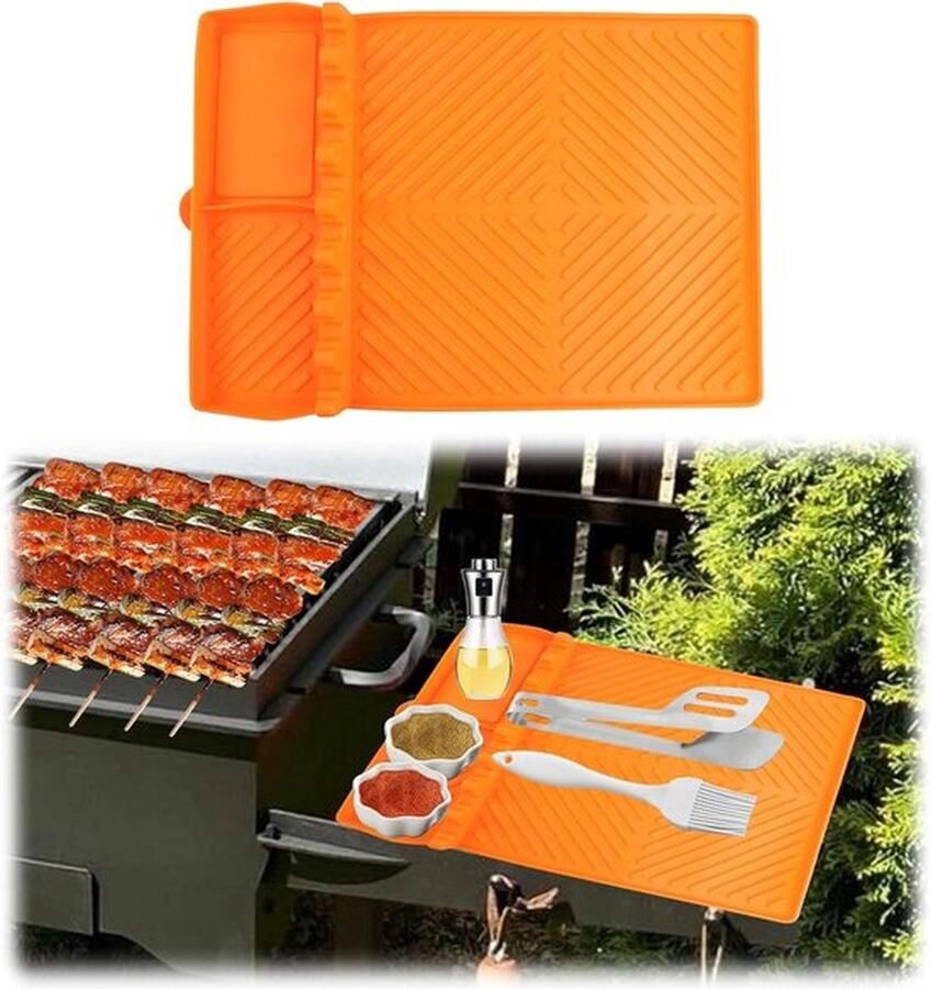 PolkaHome Siliconen zijrek mat Oranje BBQ matten Waterdicht Herbruikbaar Niet-stick Beschermend Outdoor grill accessoires 405 x 295 cm