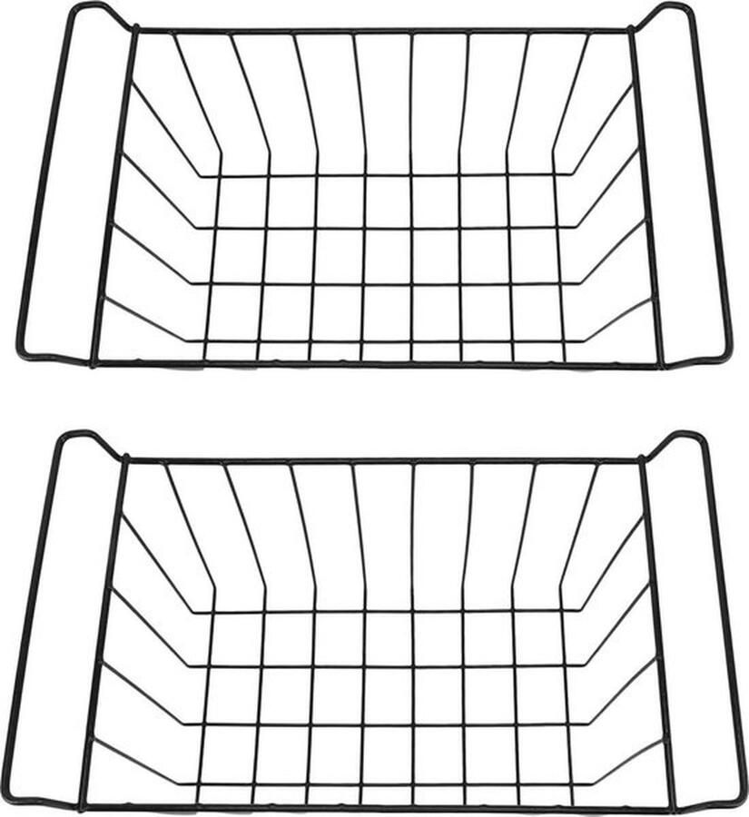 PolkaHome Vriesmanden voor Vrieskist Metalen Draadmanden Vriezer Organisatie Zwart Set van 2 L 475 cm X B 245 cm X H 20 cm
