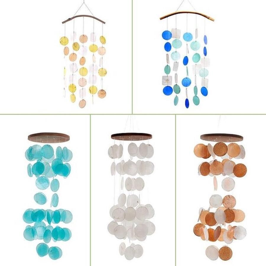 PolkaHome Windgong WIT parelmoer 236 inch -60 cm- raamdecoratie suncatcher voor ramen muren balkons terrassen en tuin