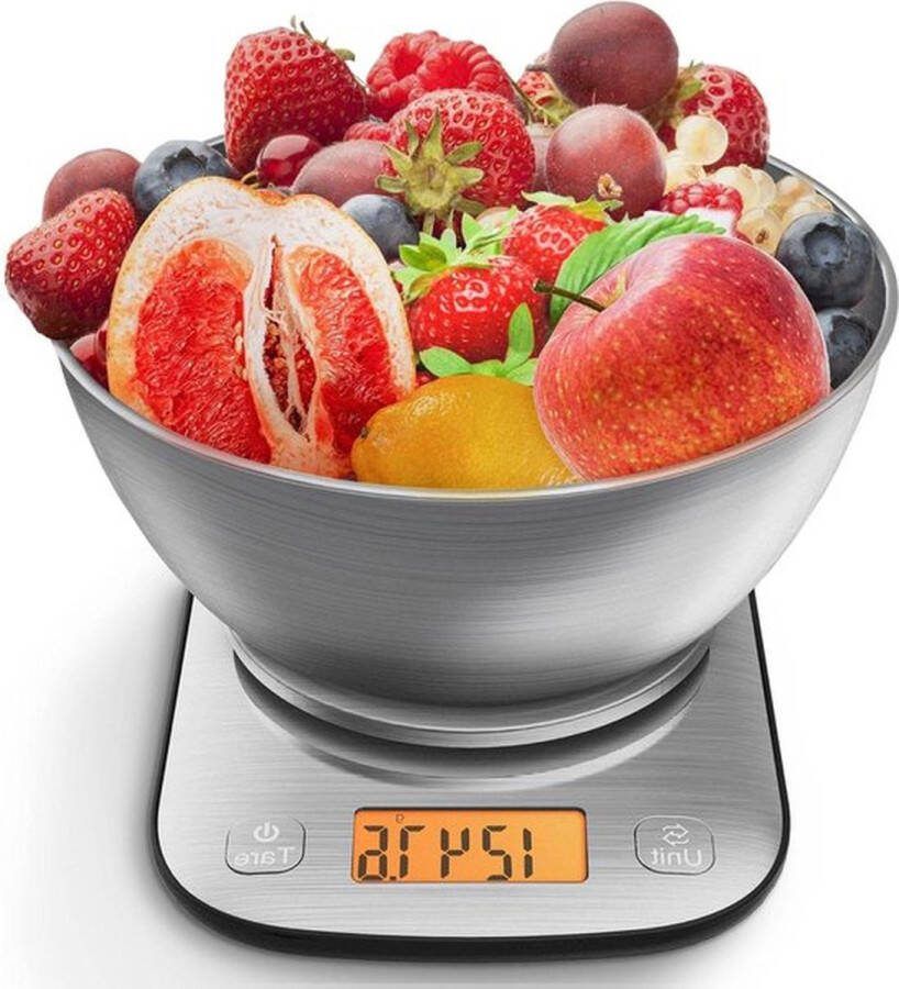 PolkaHome Professionele digitale keukenweegschaal IPX6 waterbestendig roestvrij staal grammen en oz 11 lb 001 oz