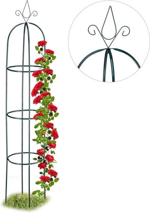 PolkaHome Rankhulp obelisk XL 200 cm hoog donkergroen voor rozen tomaten wijndruiven weervast Klimrek planten