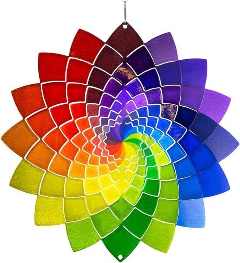 PolkaHome Regenboog Ster 250 metalen windgong met prachtige kleuren inclusief ophanging voor binnen en buiten Ø 25cm