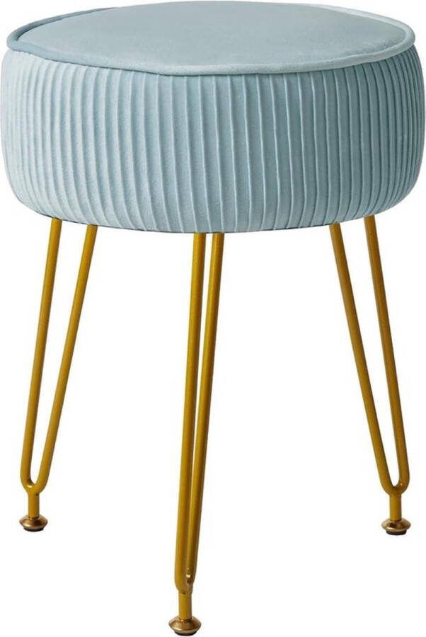 PolkaHome Ronde fluwelen voetenbankje make-up salontafel dressing tafel blauw make up tafel