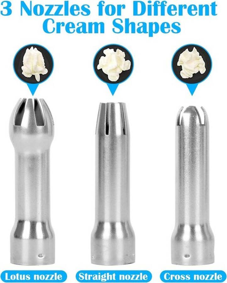 PolkaHome Roomdispenser 500 ml van aluminium roomsifon met 3 roestvrijstalen sproeiers en 1 reinigingsborstel lekvrije slagroommaker voor crème Espuma-flesdesserts warme en koude sauzen