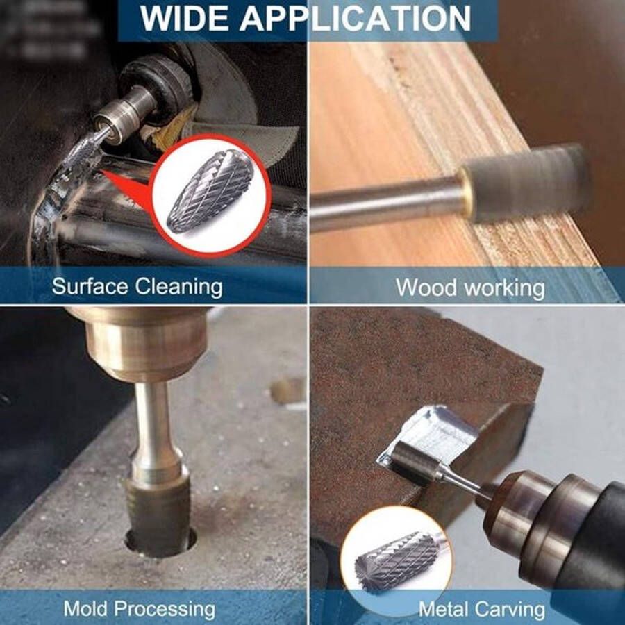 PolkaHome Roterende vijl set L-vormig dubbel korrelcarbide oppervlak slijpen elektrisch gereedschap 6mm diameter luchtvaartauto'sschepen