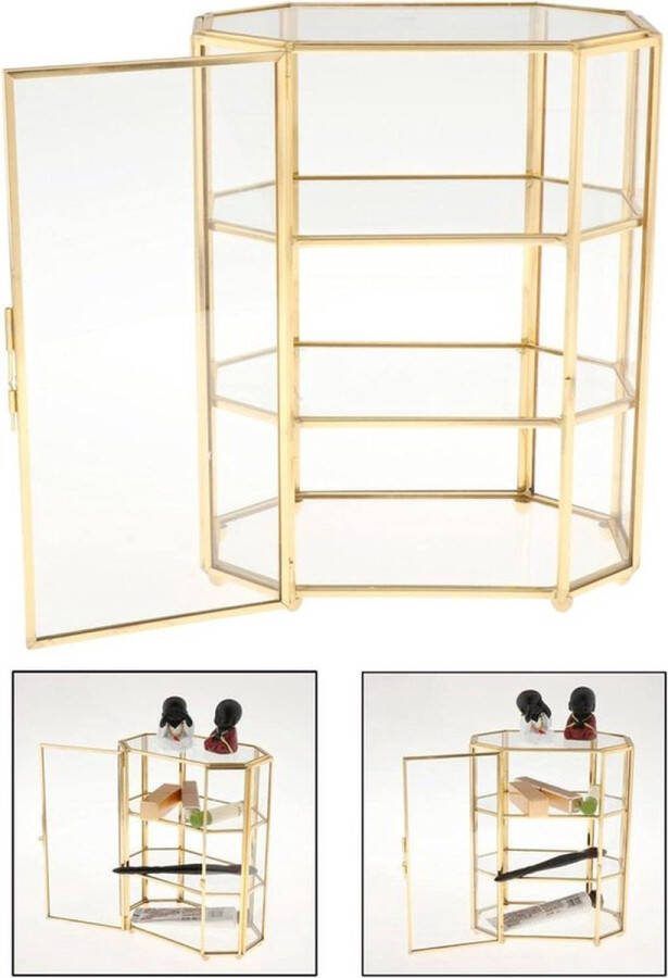 PolkaHome Sieradenkistje met 3 niveaus glazen make-uporganizer opbergen make-up tafel decoraties make up tafel