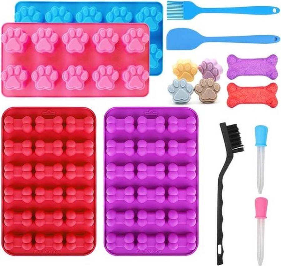 PolkaHome Siliconen bakmat hondenkoekjes hondenpoten uitsteekvorm muffin cupcake snoep DIY knutselen