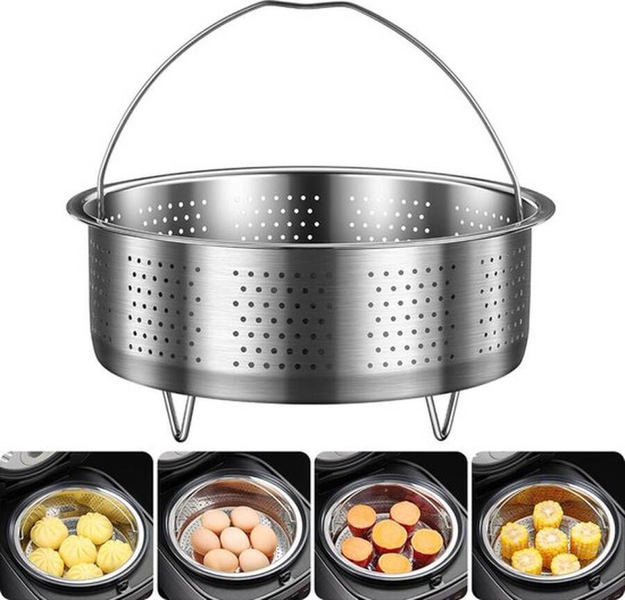 PolkaHome Steamer-inzet roestvrijstalen stoomboot koken groentestoommand pottenstoommand voor het stomen van groenten fruit eieren voor potten pannen rijstkoker potinzet (16 5 x 9 5 cm)