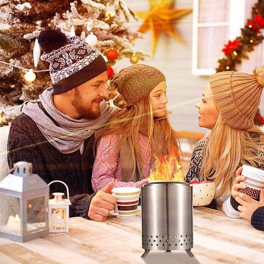 PolkaHome Tafelhaard rookarm mini-haard draagbaar voor binnen en buiten roestvrij staal pellets houtwerk. Tafelhaard