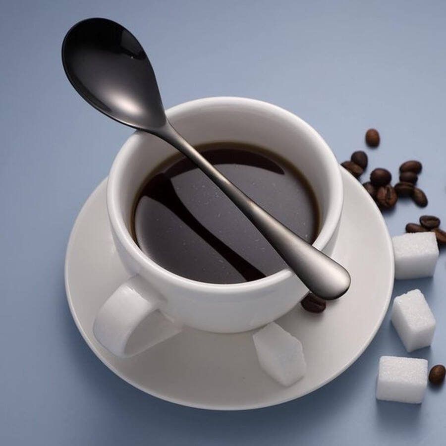 PolkaHome Theelepels van roestvrij staal set van 6 lepels voor thee koffie yoghurt pudding (B6)