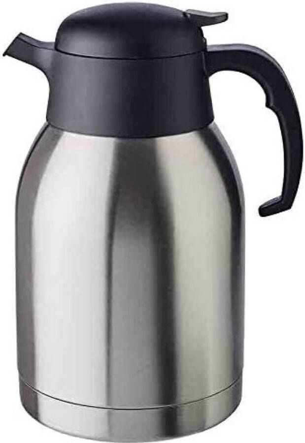 PolkaHome Thermoskan Classic koffiepot met draaisluiting 14 cm H: 19 cm dubbelwandig roestvrij staal voor warme en koude dranken niet vaatwasmachinebestendig 16 kopjes 2 0 liter