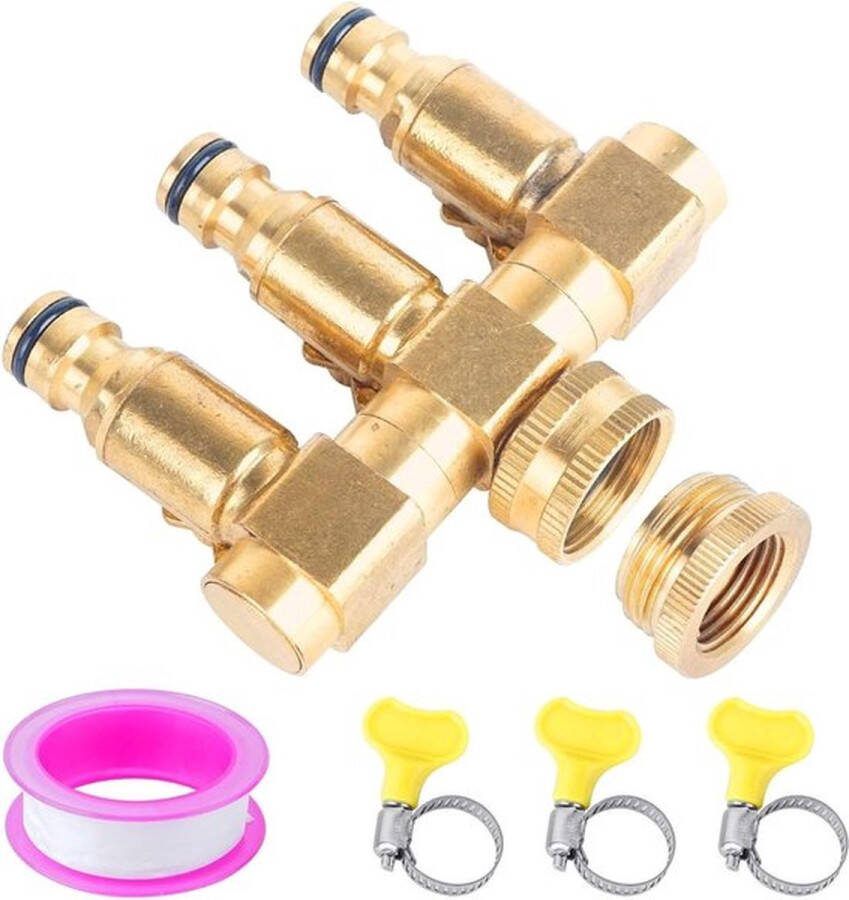 PolkaHome Tuinslang splitter met 3-weg kraanadapter en aan uit kleppen voor bloeiende tuin irrigatie #4