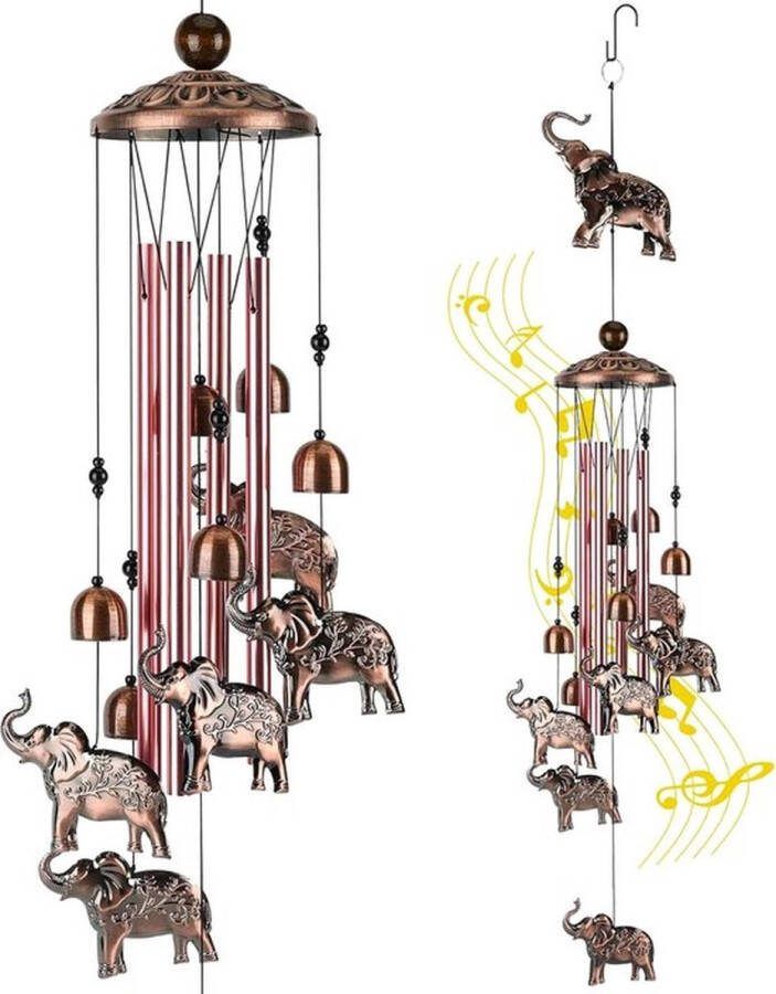 PolkaHome Unieke olifant windgong voor buiten tuindecoratie koperen windgong Kerst verjaardagscadeaus vrouw moeder oma