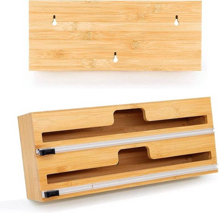 PolkaHome Vershoudfoliedispenser 15 inch Bamboe Keuken Organizer Compatibel met Pergamentpapier en Tinfolie