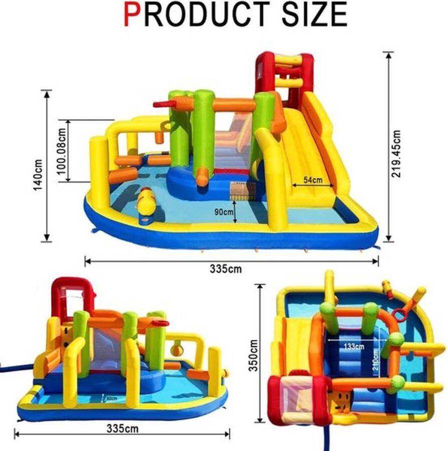PolkaHome waterglijbaan en ventilator voor tuin ideaal speelhuis voor kinderen outdoor speelplaats-ervaring Springkasteel