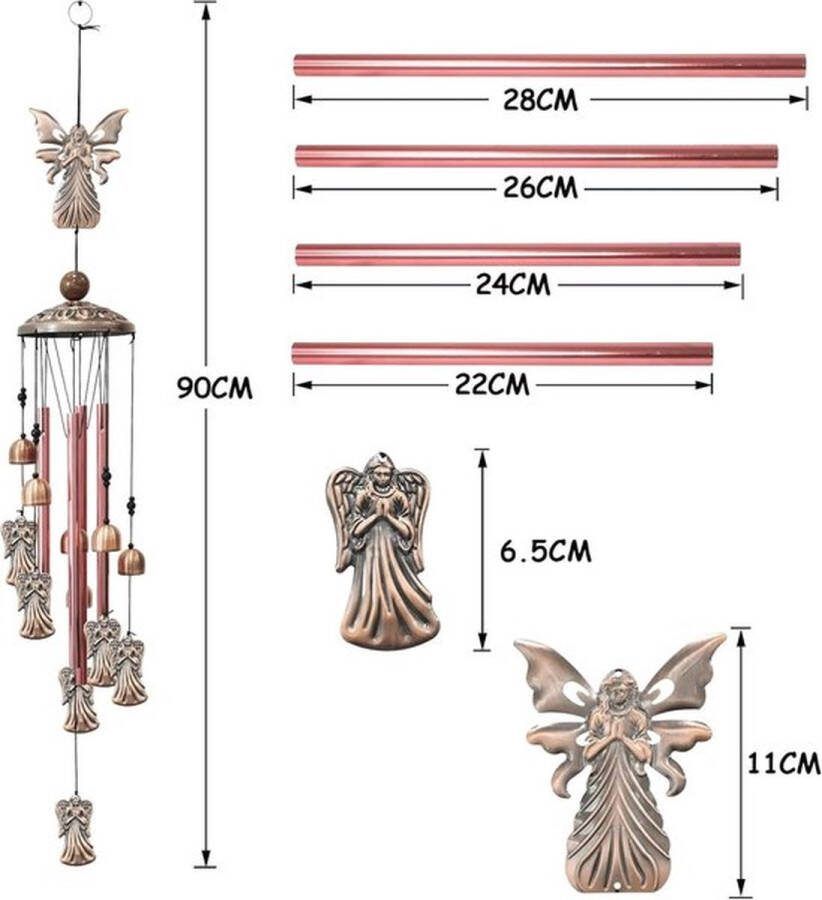 PolkaHome Windgong hangende engel heksenklokken metaal windspel tuin balkon terras buitendecoratie woondecoratie