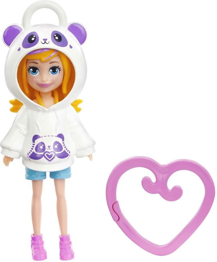 Polly Pocket Hoodie Buddy Beertje Mattel 7.5 cm groot Speelfiguur met clipje Verzamel ze allemaal