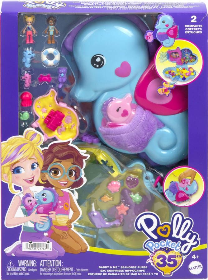 Polly Pocket -Papa en ik-Zeepaardje verrassingstasje en 2 minifiguren HWP03