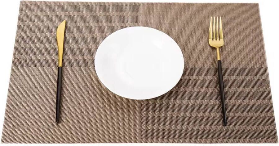 PomBoo Placemats Rechthoek 4 Stuks Onderlegger Luxe Uitstraling Coffee 30 x 45 Glans