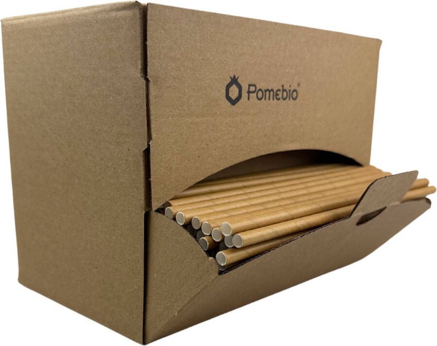 Pomebio Papieren Rietjes Kraft 6x195 mm Dispenserbox à 500 stuks