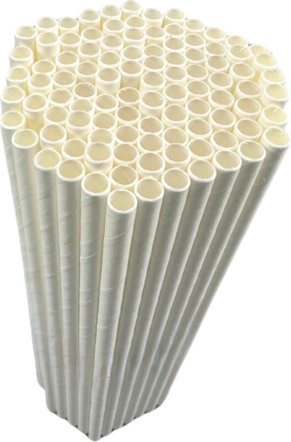 Pomebio Papieren Rietjes Wit 6x195mm Pak 100 Stuks