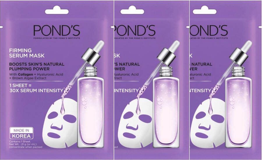 Pond's Firming Serum Gezichtsmasker- Face Mask Eenvoudig Effectief en Luxueus Sheet Mask 3 x 21 ml