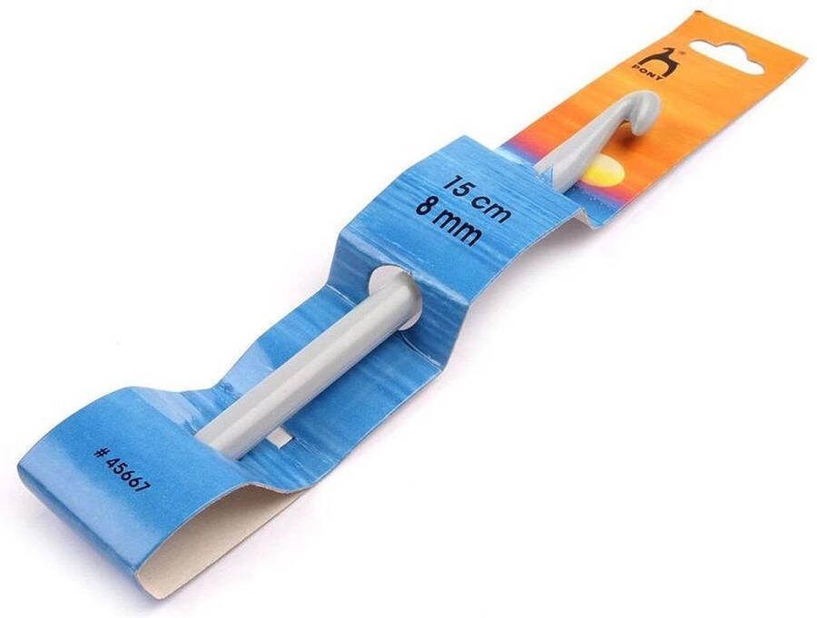 Pony classic haaknaald kunststof grijs nr. 8 15 cm light licht plastic naald met gladde finish haken