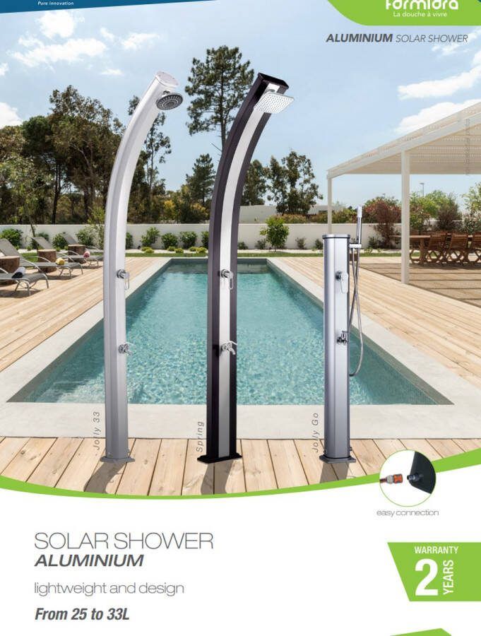Poolstar Solar shower Spring 30L Kleur Anthracite Brushed alu