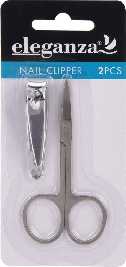 Poolster Setje Nagelknipper met Schaartje RVS Schaar 9 cm Knipper 5 cm