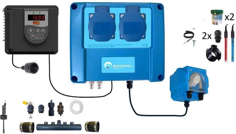 Pooltronics PRO Zwembad Zoutelectrolyse Verwarming Automatisatie pakket met frequentieregelaar Automatisch zoutwater waterbehandeling met Ph Dosering Systeem MET WIFI