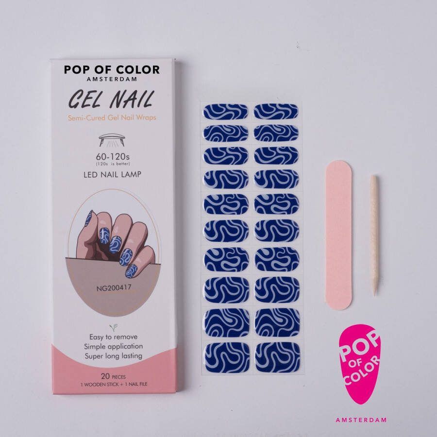 Pop of Color Amsterdam Blue Swirl Gel nail wraps UV nail wraps Gel nail stickers Gel nail foil Nail stickers Gel nagel wraps UV nagel wraps Gel nagel Stickers Nagel wraps Nagel stickers