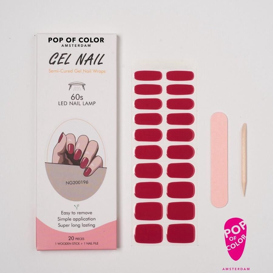 Pop of Color Amsterdam Raspberry Red Gel nail wraps UV nail wraps Gel nail stickers Gel nail foil Nail stickers Gel nagel wraps UV nagel wraps Gel nagel Stickers Nagel wraps Nagel stickers
