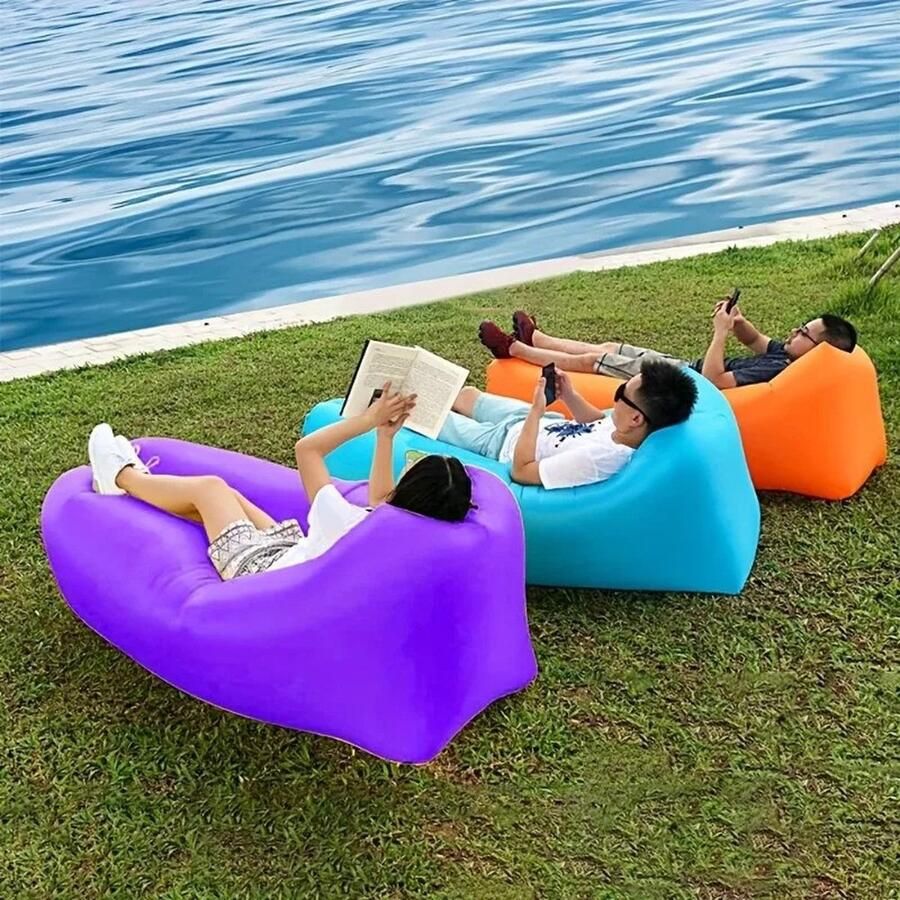 Popup Kids Opblaasbare Sofa Ligbed Zitzak XL Air Luchtbed Camping bed Opvouwbaar Compact Strandbed Strandstoel Indoor Outdoor ROZE