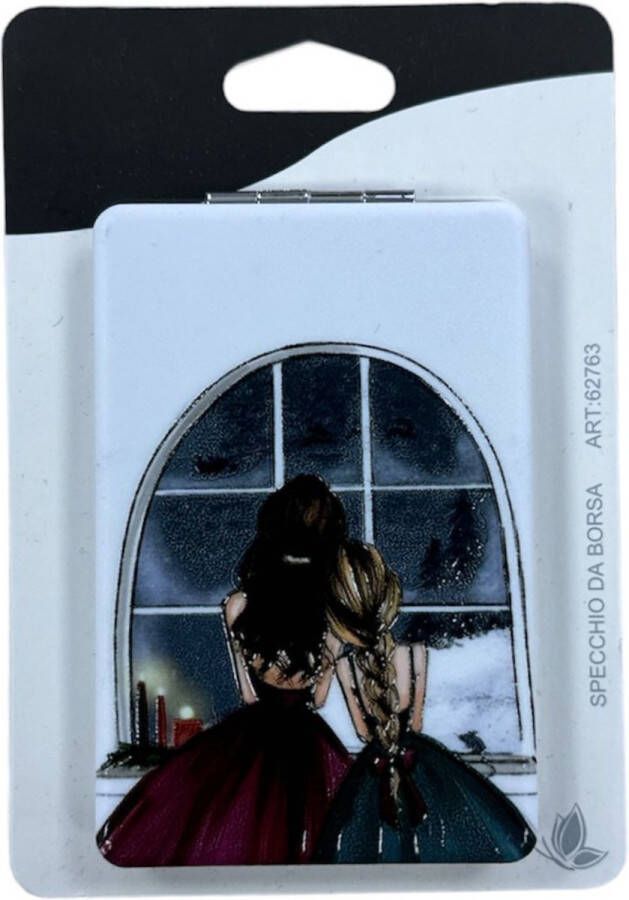 Poqlo Handspiegel Compacte Make-up spiegel Illustratie van vrienden die naar sterren kijken